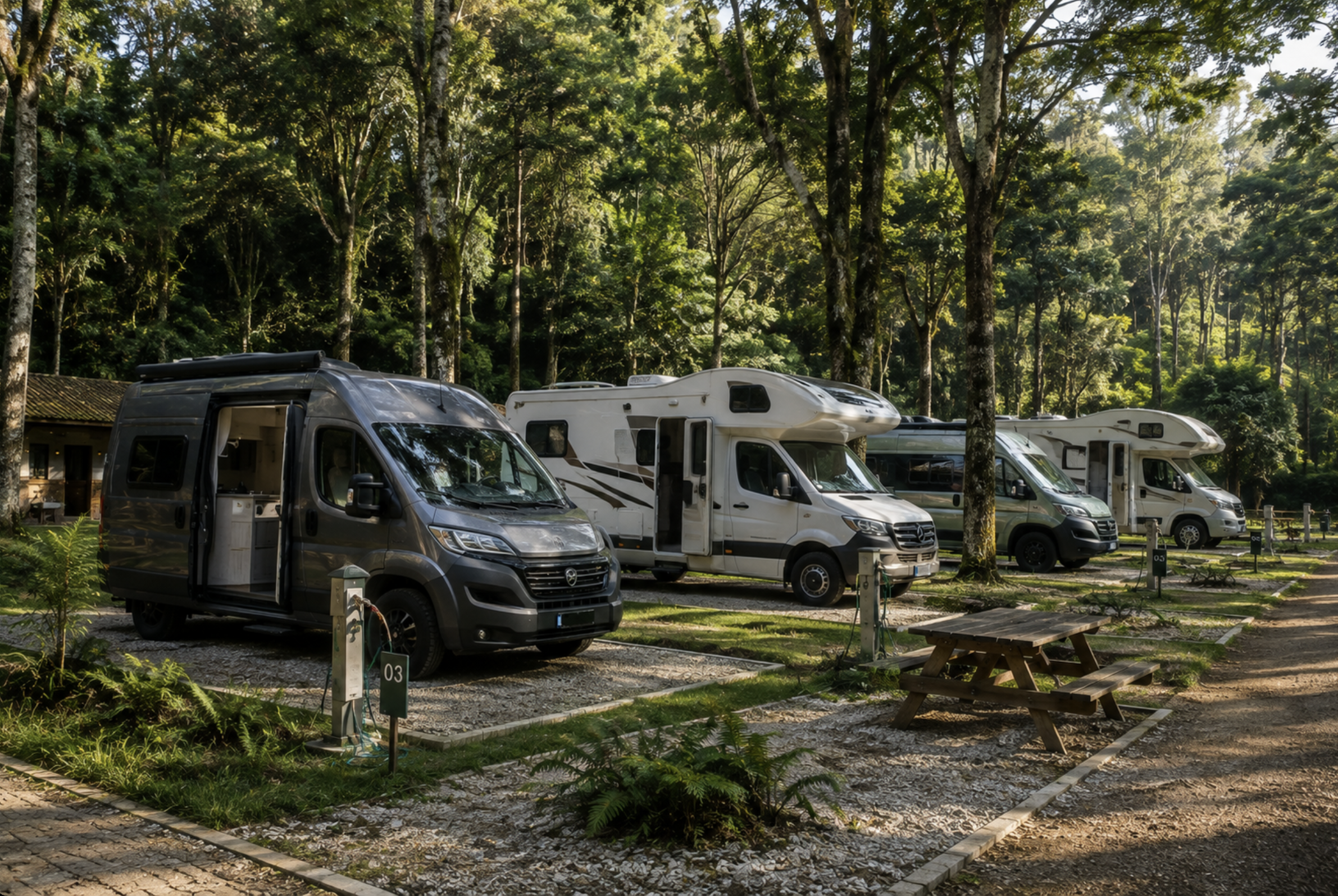 motorhomes estacionados em campings